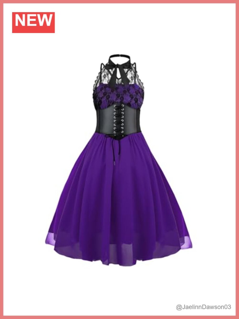 Gothic Lace Corset Halter Swing Dress Sleeveless Plus Size Costume